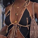 Black Fashion  V Neck Sleeveless Off The Shoulder Short Patchwork Tops (black/M)