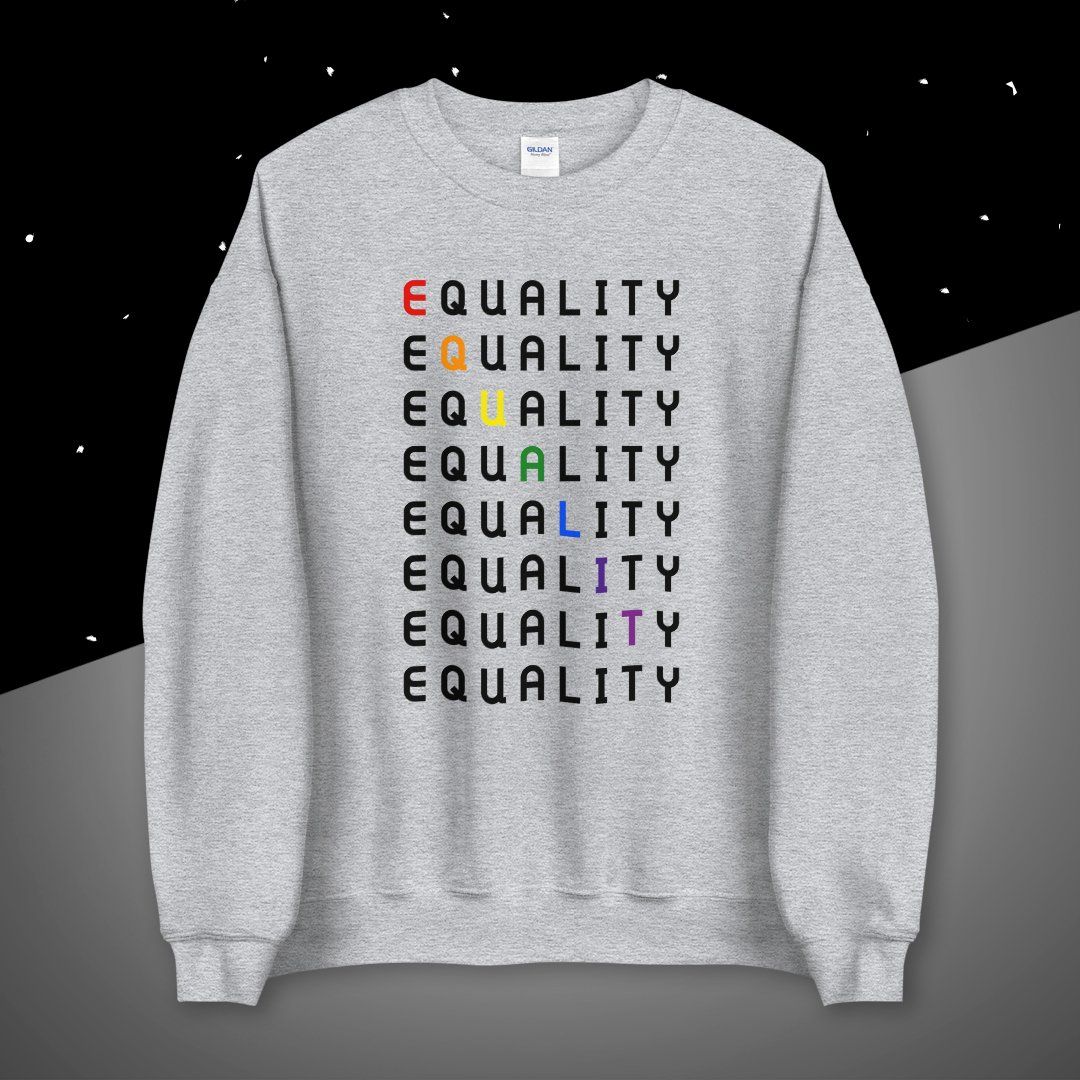 The fight for equality is far from over ✊🏼🏳️‍🌈 While some of us now have the privilege of same-sex marriage and equality, many countries still have a long way to go. We have to keep fighting for them so that all of us can live our truths freely. Wear this sweatshirt proudly whether you're part of the LGBTQIAP+ community or an ally showing support! True changes comes when we can all come <a href=