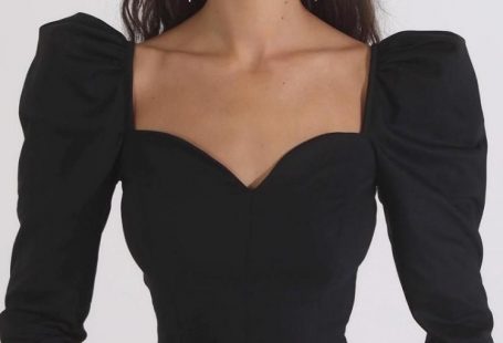Fall Sexy Sweetheart Neck Bubble Sleeve Top - Black / L