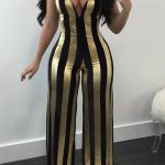 Product Name Black Gold Fashion Sexy Striped Backless Strapless Regular Jumpsuits Item NO. L387202949 Weight 0.4500 kg = 0.9921 lb = 15.8733 oz Category JUMPSUITS Tag Sexy , Fashion , Sleeveless , Off The Shoulder , Backless , Striped , Strapless , Polyester , Yes(Elastic) , Regular , Conventional Material Polyester Style Fashion,Sexy Pattern Type Striped Element Backless Neckline Strapless Elastic Yes(Elastic) Sleeve Style Off The Shoulder Sleeve Length Sleeveless Fit Type Regular Profile Conventional Size(in) Bust Waist Length Hips S 31.