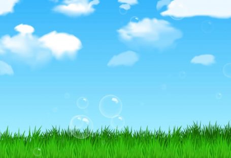 Free Motion Graphic Virtual Background ☁️ Blue Sky Bubbles Outdoors Cartoon VJ Loop