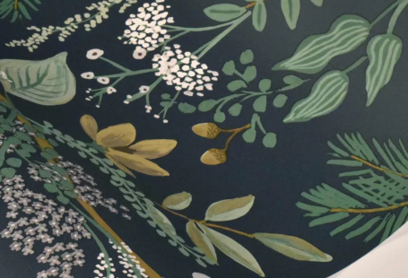 Overview Bring the outdoors in with Juniper Forest, a layered, woodsy design, featuring clusters of berries, hanging moss, and pinecones tucked into rambling stems and branches. This wallpaper is gravure printed and comes in 27 inch rolls with a 24 inch repeat. Measurements• Each roll is 27
