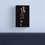 Vibrant colors printed on artist grade canvas. Hand stretched for your order. Multiple sizes are available. Arrives ready to hang. Additional sizes are available. Kevin Durant in Low Poly vector art.