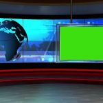 Ad: news tv studio set, virtual green screen background loop