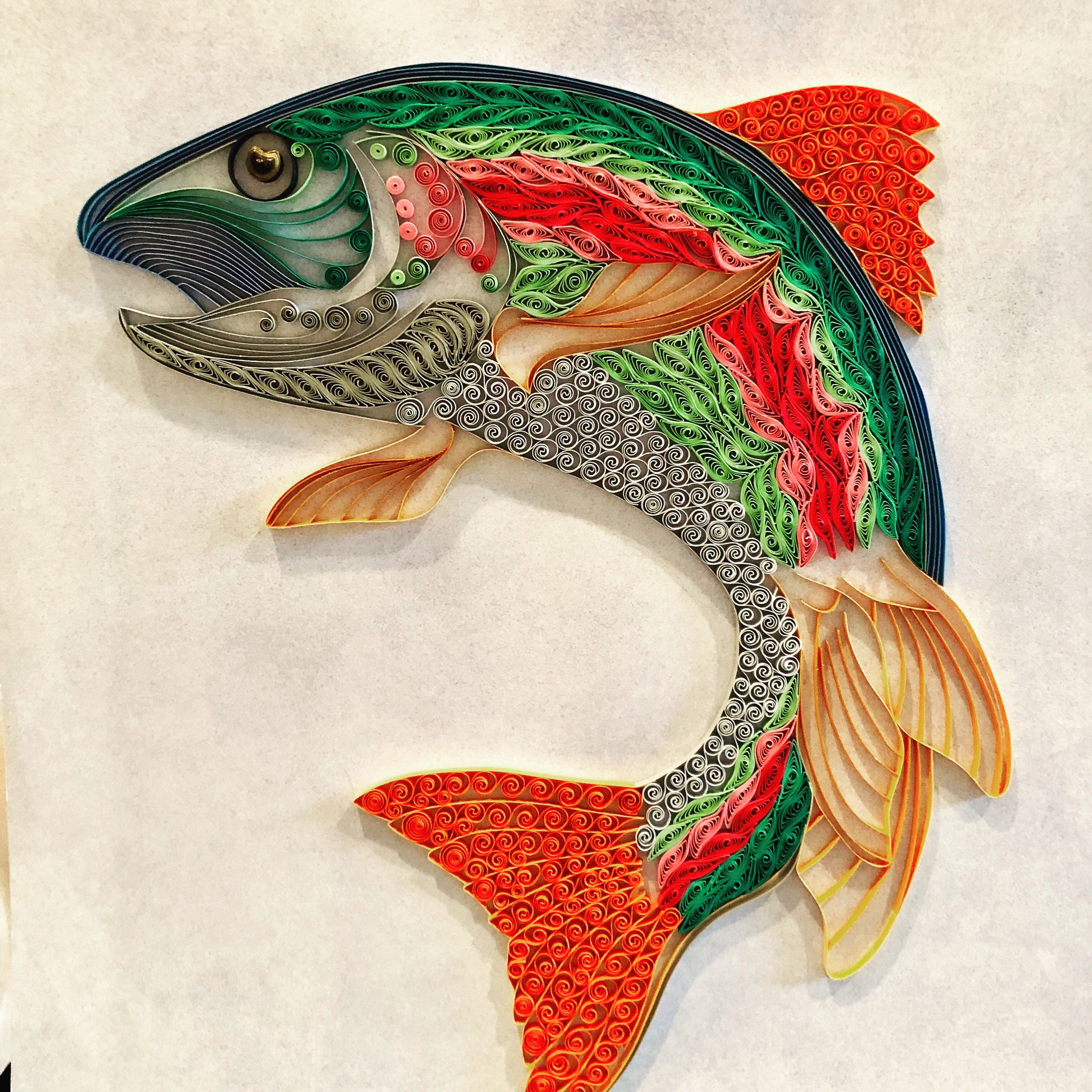 Do you need to get a great gift for your man? If he is into fishing, this wall art will be perfect for his man-cave. This trout is has hundreds of tiny intricate details that make the whole picture look realistic and artistic at the same time. Choose your background color, choose your size and let me do my magic for you! Please allow 10-15 days to make this beauty for you.
