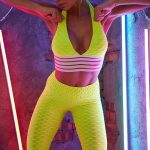SVOKOR Two Piece Set Women Clothes Fitness High Waist Leggings Sexy Push Up Bra Gym Workout Pants Elasticity Shockproof