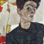 Self-Portrait With Chinese Lantern Plant By Egon Schiele