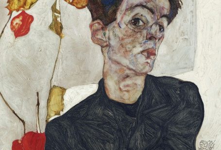 Self-Portrait With Chinese Lantern Plant By Egon Schiele