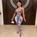 Sexy Aesthetic Print Camis Backless Jumpsuits Womens Summer Skinny Clubwear Overall Female Hot One Piece Streetwear Outfits2021