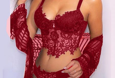 Sexy Embroidery Lace Lingerie Women Wireless Bra Thong Sexy Underwear Set Perspective Sexy Sensual Lingerie Hot Erotic Costumes - Red / S / China