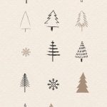 Weihnachtsbaum- und schneeflockensammlung im gekritzelstil | Kostenlose Vektor