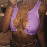 Women Sexy Metal Chain Bandage Hollow Crop Top S-L - MOMT229
