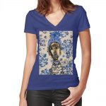 Flattering slim fit soft jersey t-shirt with v-neck. Solid colors are 100% cotton, heather colors are cotton blend. Range of colors available, with the option to print on front or back. Size range S-2XL. “Blueberries and Chocolate”, painting created by Ghene Fox the Artist. Collection of artwork.