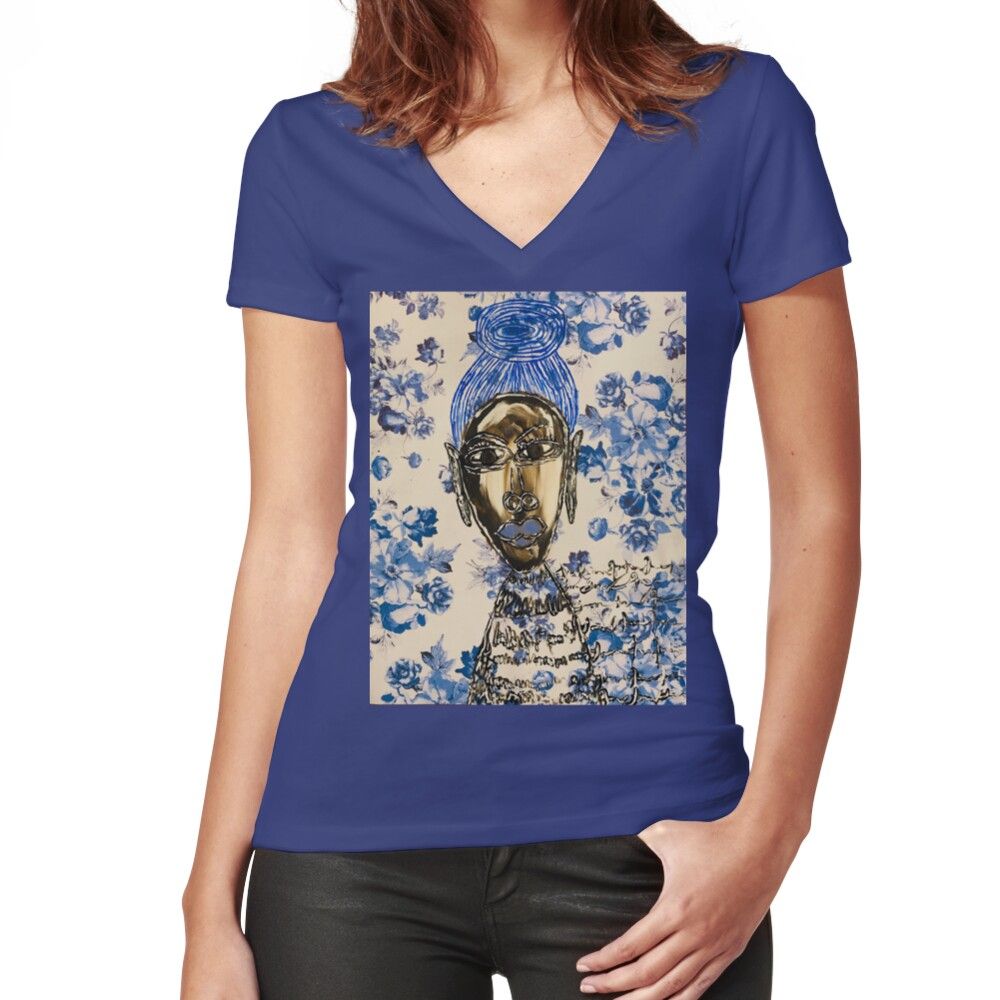 Flattering slim fit soft jersey t-shirt with v-neck. Solid colors are 100% cotton, heather colors are cotton blend. Range of colors available, with the option to print on front or back. Size range S-2XL. “Blueberries and Chocolate”, painting created by Ghene Fox the Artist. Collection of artwork.