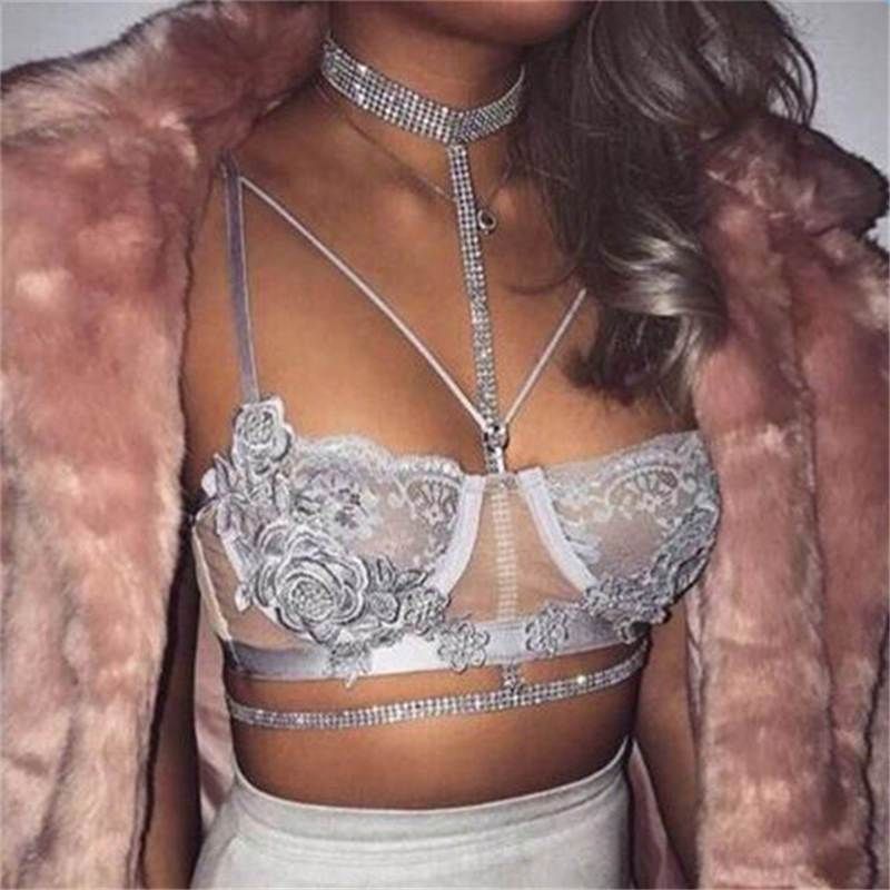 Clear Crystal Rhinestone Choker Body Chain Sexy JewelryMetals Type: Zinc AlloyFine or Fashion: FashionMaterial: MetalStyle: TRENDYShapepattern: GeometricItem Type: Body JewelryMaterial: Rhinestone