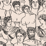 Black Line Drawing Greek Statue Wallpaper Mural | Hovia