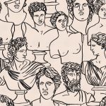 Black Line Drawing Greek Statue Wallpaper Mural | Hovia