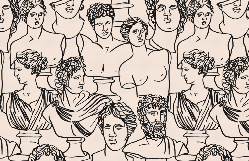 Introduce a quirky style to your space that’s truly unique with this Greek statue wallpaper, a cool line drawing design. Buy now with fast worldwide delivery!