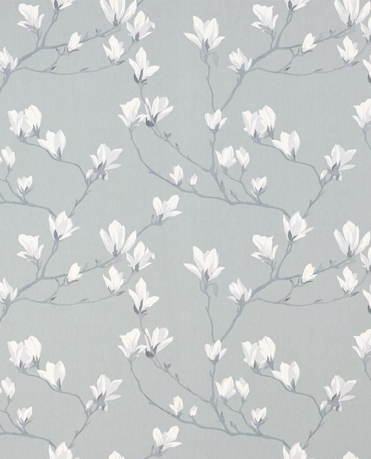 Choose fresh, quintessentially English style with our beautiful Magnolia Grove blossom print wallpaper in slate grey-blue. This matte finish paper is perfect for feature walls or making a statement with an entire room. Suitable for all interiors, including well-ventilated kitchens and bathrooms. Request a Free Sample here.