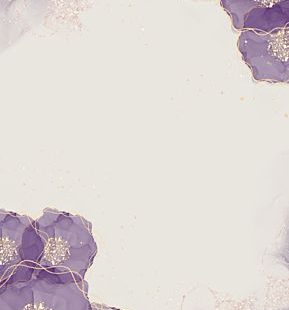 Purple Flowers Champagne Ink Glitter Background