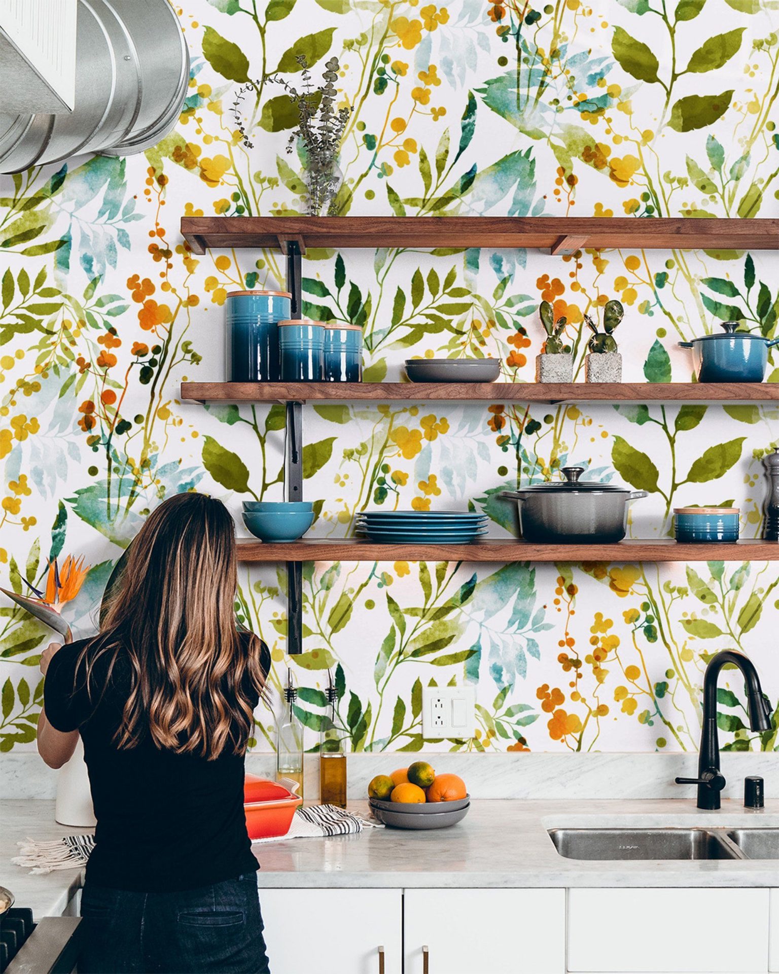 Boho Colorful Floral Wallpaper Natural-looking, Peel and Stick Smooth vinyl and Canvas films with a matte finish. Coverage: The design repeat is every 24 inches in width, and the height depends on your wall size. If your wall is larger than our standard size please contact us for a custom listing order. Peel and stick application method. Installation instructions are included with your product. EazzyWalls Self adhesive wallpaper printed using non-toxic, eco-friendly, odorless inks which are UL GREENGUARD GOLD Certified. No wall Damage. Easy ins