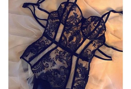 SAY MORNING Embroidered Hollow Sexy Women's Patchwork Bodysuit Underwear Set Lace Perspective One-Piece Erotic Lingerie - Black / L