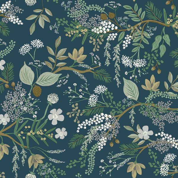 The Debut Collection from Rifle Paper Co. is timeless, inviting, and filled with their signature florals, expressive illustrations, and custom-colored sisals-each designed to bring unexpected beauty into the real world. Printed on an unpasted paper and created with the highest quality of craftsmanship, this Wallpaper is easy to install; simply apply paste to paper and hang. Bring the outdoors in with Juniper Forest from Rifle Paper Co., a layered, woodsy design, featuring clusters of berries, hanging moss, and pinecones tucked into rambling ste