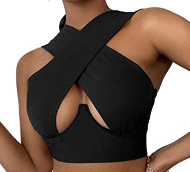Criss cross style to turn heads. This sexy top is a must have in any girls wardrobe. Solid Color Cutout front Sleeveless