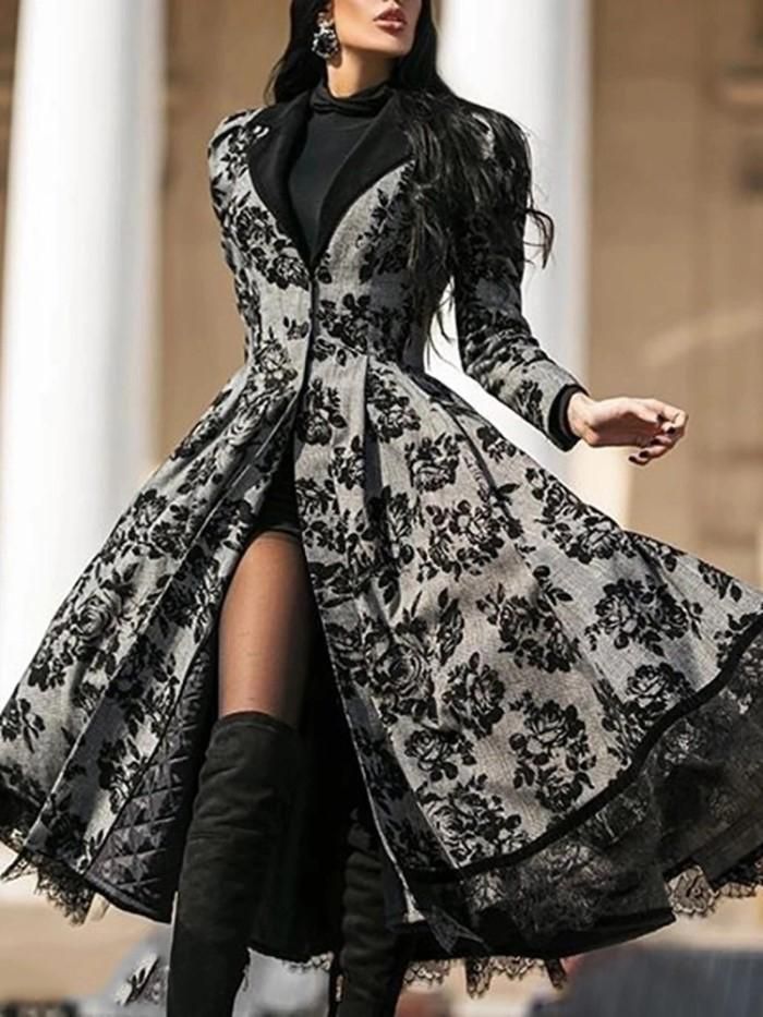 Gender:?Women Type:?Dresses Feature:?Lace, Printed, Long Sleeve Material:?Polyester Style:?Casual/Fashion Color:?Black Size:?S, M, L, XL, 2XL Please Note:?All Dimensions Are Measured Manually With A Deviation Of 1 To 3cm.