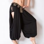 Women Medieval Pirate Vikings Loose Harem Pants - VU0533-black / L