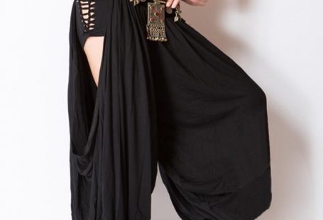 Women Medieval Pirate Vikings Loose Harem Pants - VU0533-black / L