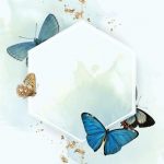 Free Vector | Hexagon frame with blue butterflies patterned background