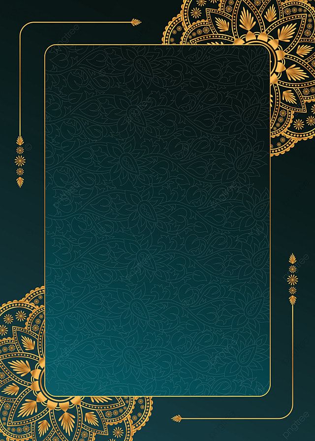 Fundo De Arte Mandala Verde Dourado Com Cartão De Convite Da Fronteira Casamento Padrão Floral Islamic Arabic Diwali