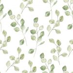 Meleri Removable Green Leaves on White Background 8.33