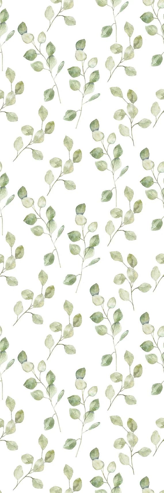 Meleri Removable Green Leaves on White Background 8.33' L x 25
