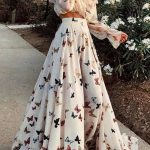 Sexy Off Shoulder Butterflies Floral Printed Maxi Dress