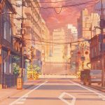 Anime sunset street illustration wallpaper
