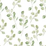 Meleri Removable Green Leaves on White Background 8.33
