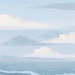 Blue Coast Watercolor Wallpaper Background