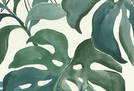 Green Watercolor Jungle Ferns Botanical Wallpaper R6169