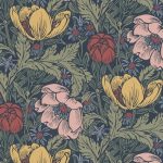 Sample Bold Leaves and Flowers Blue & Pink Tropical Wallpaper by Walls Republic