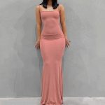 Satin Slip Sleeveless Backless Maxi Summer Bodycon Elegant Sexy Outfit