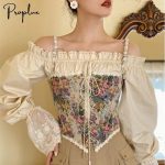 Victorian vintage Fashion Corset Top Floral Embroidery cottagecore y2k Renaissance Bustier Corset top