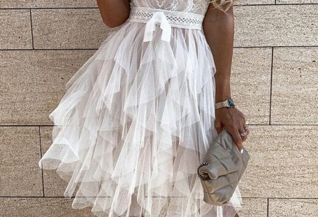 Elegant Female V Neck Patchwork Mesh Dress Sexy Streetwear Sleeveless Lace Black Dress Women Slim Summer Solid High Waist Dress 01 White-XL