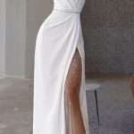 Rhinestones Sparkly Spaghetti Strap Long Slits Evening Gowns Prom Dresses, QBP001