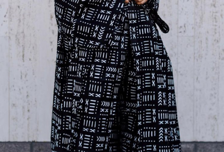 Sexy Print Split Joint Plus Size Overcoat - Black / 3XL