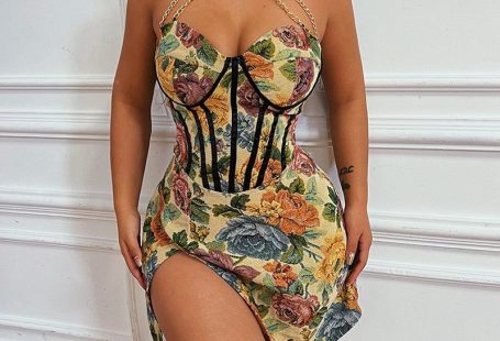 Shy Away Floral Corset Mini Dress - Floral / L / United States