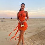 Hugcitar Sleeveless Bodycon Halter Drawstring Hollow Out Pleated Mini Dress 2021 Fall Winter Women Outfit Y2K Slim Streetwear Orange-M