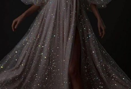 Prom Dress Ladies Sexy Super Shiny Puff Sleeve Party Dress S-3XL, Sliver / L