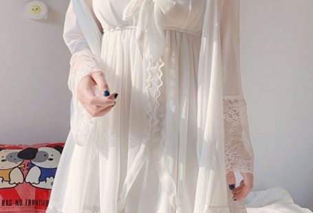 Feminine Lace Summer Sleepwear Dress Pajama Set (2-Piece) - L